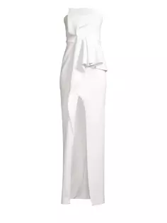Асимметричное платье Jonas с драпировкой Black Halo, цвет whip cream