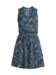 Абстрактное платье миди Beth из хлопкового крепа с завязкой на талии Change Of Scenery, цвет abstract wave