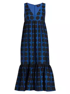 Платье миди из жаккарда и тафты Mainline Art Dots Kate Spade New York, цвет stained glass blue