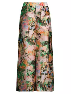 Шелковые живописные брюки палаццо Frances Valentine, мультиколор