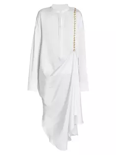 Шелковое платье-миди с цепочкой Loewe, белый