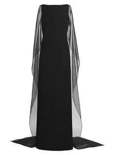 Платье-кейп Aylina из крепа и органзы Safiyaa, черный