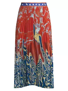 Плиссированная юбка-миди с волнистым принтом Stella Jean, мультиколор