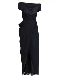 Жаккардовое платье макси с открытыми плечами Etro, синий
