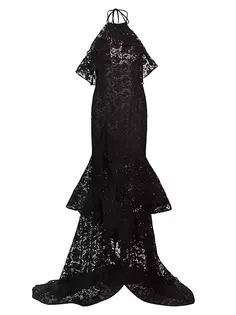 Платье с кружевом и бретельками Gardenia Oscar De La Renta, черный