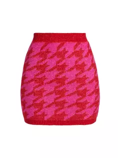 Мини-юбка с узором «гусиные лапки» Design History, красный