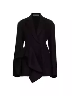 Однобортный шерстяной пиджак с драпировкой Jason Wu Collection, черный