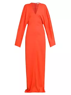 Платье макси с длинными рукавами Ferragamo, цвет mandarin