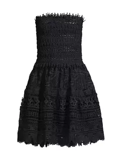 Мини-платье без бретелек из хлопкового кружева Core Vallarta Waimari, черный