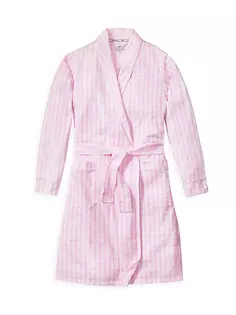 Хлопковый клетчатый халат Petite Plume, розовый