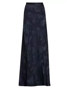 Прозрачная филигранная юбка макси из шелковой смеси Etro, синий