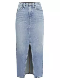Реконструированная джинсовая юбка-миди Hudson Jeans, цвет offshore