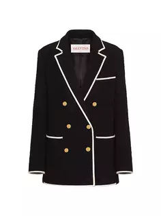 Легкий шерстяной твидовый пиджак Valentino Garavani, цвет black ivory