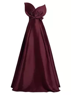 Платье из лепестка Микадо Badgley Mischka, цвет wine