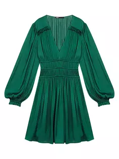 Короткое атласное платье Maje, темно-зеленый
