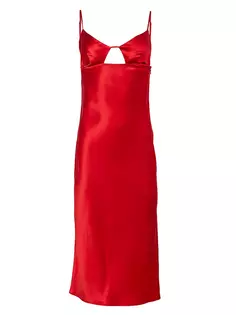 Атласное платье-миди с вырезом в виде замочной скважины Fleur Du Mal, цвет rouge