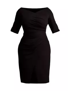 Облегающее платье из крепа со сборками Tadashi Shoji, черный