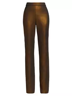 Фольгированные брюки-бутлег Badgley Mischka, цвет bronze