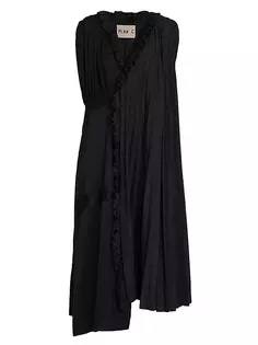 Платье макси с асимметричной текстурой Plan C, черный
