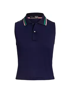 Укороченная рубашка-поло без рукавов RLX для гольфа и тенниса Rlx Ralph Lauren, цвет french navy pink green