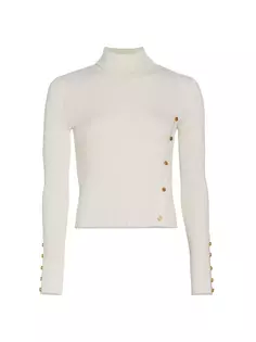 Асимметричный свитер на пуговицах из шелковой смеси Palm Angels, цвет off white