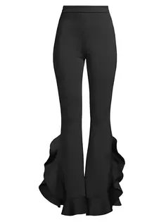 Расклешенные брюки из атласной блузки Cynthia Rowley, черный