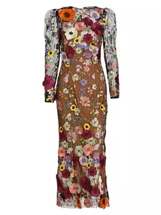 Платье миди с цветочной аппликацией Shannon Elliatt, черный