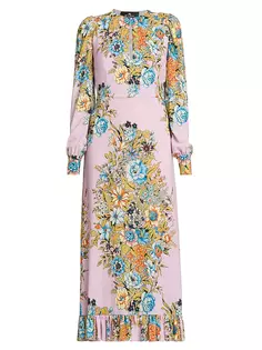 Платье миди с цветочным вырезом Etro, фиолетовый