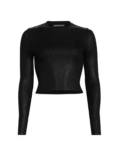 Укороченный свитер с глазурью Alberta Ferretti, черный