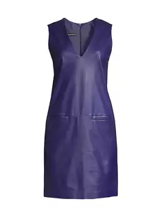 Мини-платье прямого кроя из кожи Напа Emporio Armani, цвет violette
