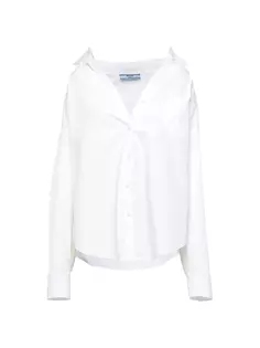 Рубашка из поплина с вышивкой Prada, белый
