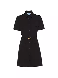 Мини-платье из поплина Prada, черный