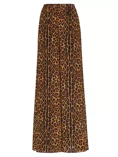 Брюки из крепдешина Animalier Valentino Garavani, цвет animal print