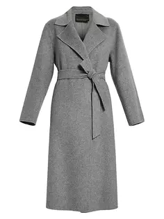 Пальто из терра-шерсти с поясом Marina Rinaldi, Plus Size, серый