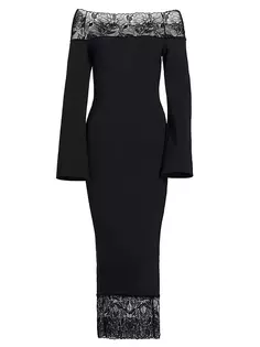 Трикотажное платье миди Gabir с кружевной отделкой Chiara Boni La Petite Robe, черный