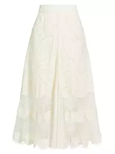 Льняная юбка-миди Annora с люверсами Ulla Johnson, белый