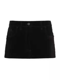 Бархатная джинсовая мини-юбка Prada, черный