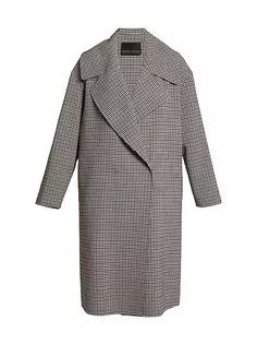 Двубортное пальто из смесовой шерсти в клетку Marina Rinaldi, Plus Size, бежевый