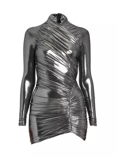 Ламинированное мини-платье Body-Con Ferragamo, цвет silver