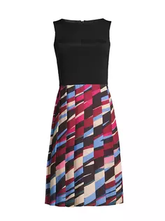 Плиссированное платье с геометрическим вырезом Laundry By Shelli Segal, черный