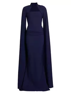 Платье Reiko с накидкой и рукавами Chiara Boni La Petite Robe, цвет blue notte