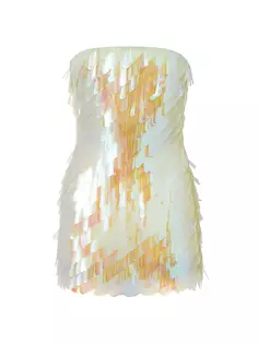 Мини-платье без бретелек с вышивкой пайетками The Attico, цвет opalescent