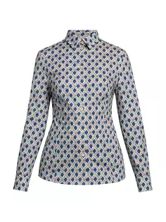 Рубашка из эластичного хлопка с микроцветочным рисунком Etro, фиолетовый