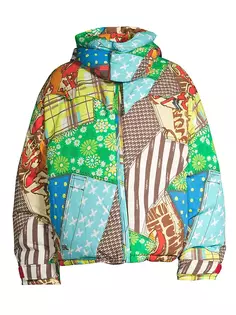 Ковбойская куртка-пуховик с капюшоном в стиле пэчворк для сноуборда Erl, мультиколор