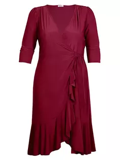 Платье миди с запахом и оборками Whimsy Kiyonna, цвет burgundy