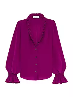 Блузка Sade с оборками и воротником на пуговицах спереди Callas Milano, пурпурный