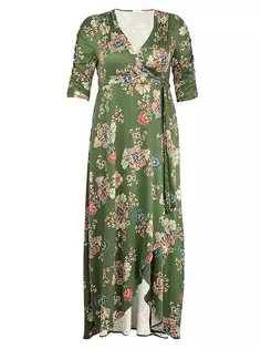 Платье макси с запахом и цветочным принтом Meadow Dream Kiyonna, цвет olive floral print