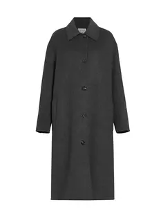 Длинное шерстяное двойное пальто-автомобиль Toteme, цвет charcoal melange
