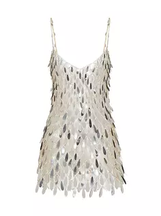 Короткое платье из тюля с иллюзией и вышивкой Valentino Garavani, цвет silver