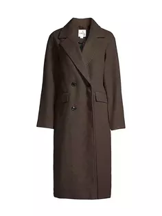 Двубортное длинное пальто Sam Edelman, шоколад